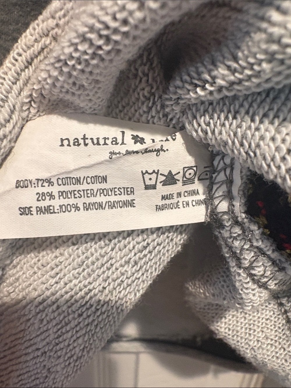 NATURAL LIFE Grey Crewneck Sweater with Red & Orange Trim - Size Small - Picture 9 of 9